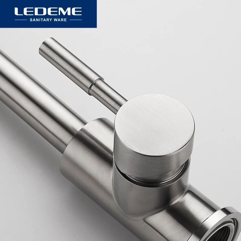  LEDEME Stainless Steel Kitchen Faucet Lead-free Folding Mixer 360 Degree Swivel Single Handle Kitch - 32853768965