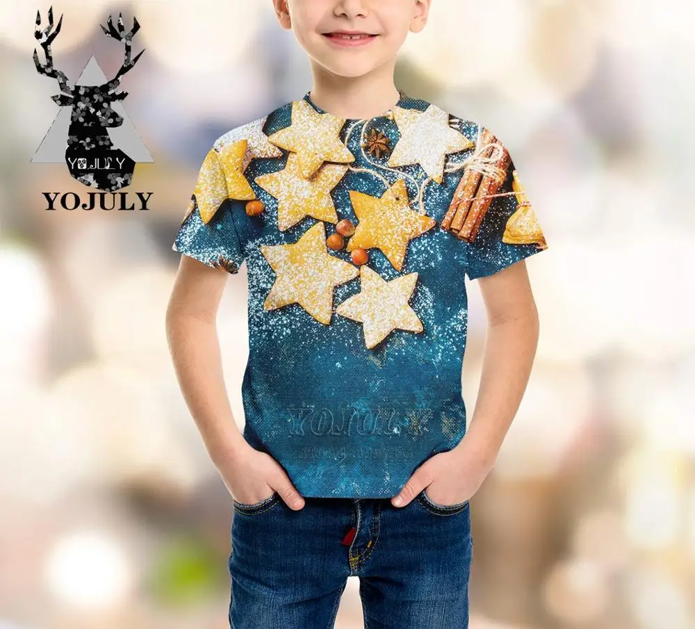 YOJULY картофеля-фри печенье для мальчиков и девочек подростков 3d Футболка с принтом для детей, стильное джинсовое платье с коротким рукавом в стиле кэжуал футболки детская одежда летние A89 - Цвет: 5