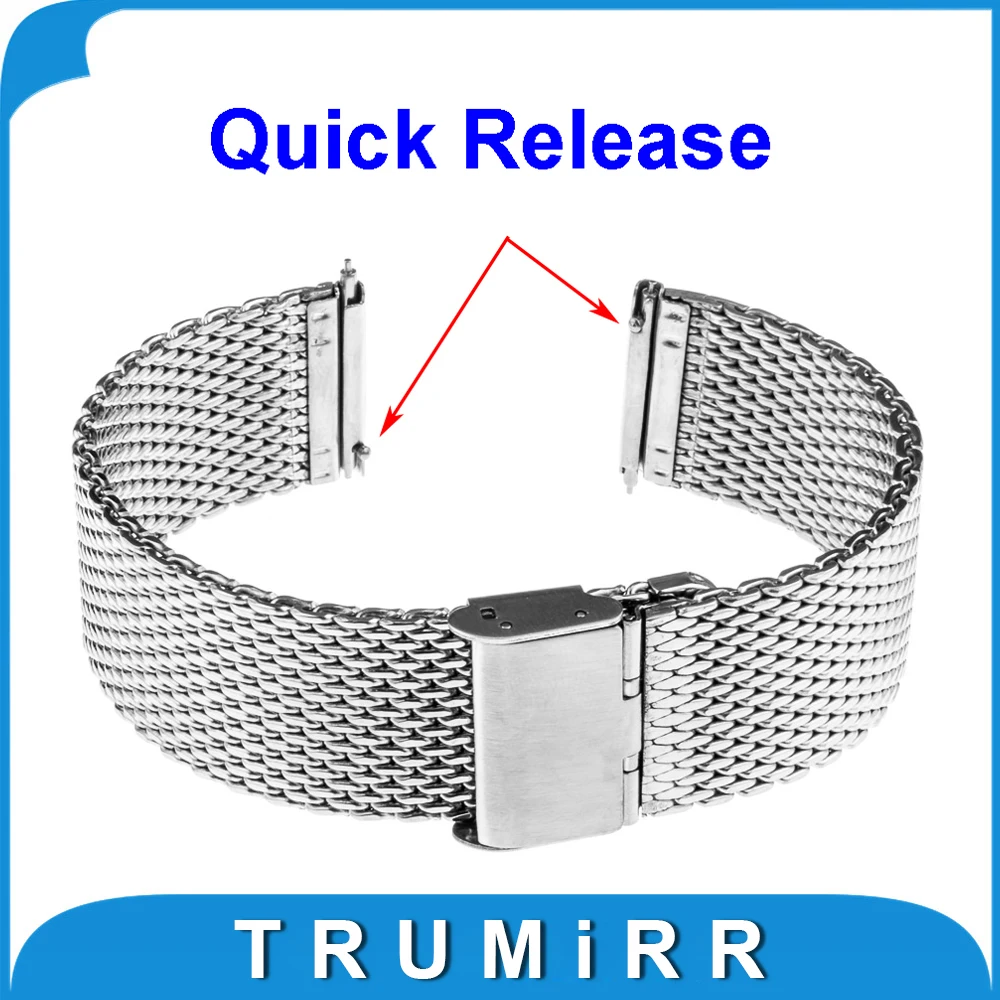 

16mm 18mm 20mm 22mm Milanese Watch Band + Quick Release Pin for Timex Weekender Expedition Strap Stainless Steel Wrist Bracelet