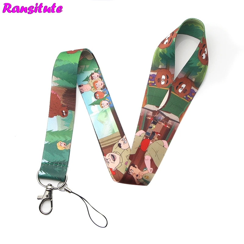 Ransitute R334 Brickleberry الحبل مفتاح ID بطاقة المحمول شريط لتعليق الهاتف المحمول USB شارة حامل DIY الحبل الصيف شريط حول ياقة الملابس الملحقات