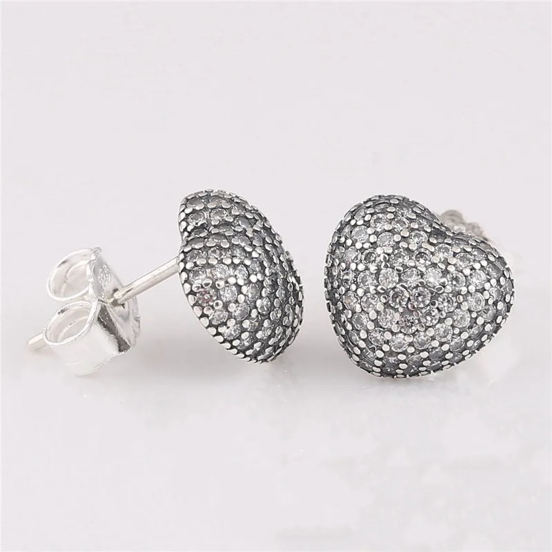 

2018 China New 925 Sterling Silver Branded Earrings For Women Sparkling Heart Earring Studs Fine Europe Jewelry Birthday Gift
