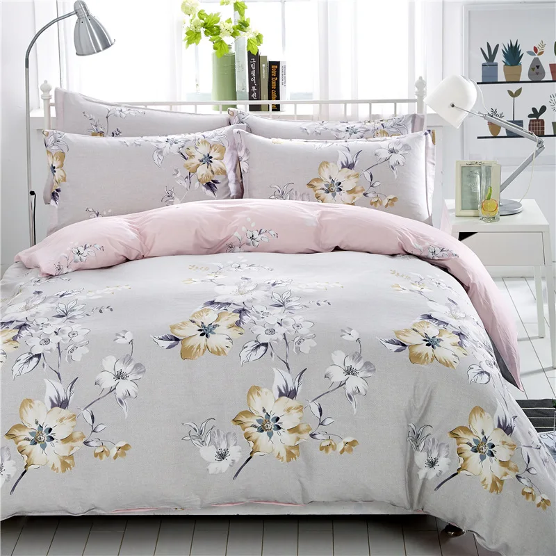 

2018 new arrival floral printing duvet cover set without comforter home textile bedding set bed cover cotton almofadas bed linen