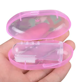 

Hot Baby Infant Soft Silicone Finger Toothbrush Teether Cleaning Gum Massager Brush