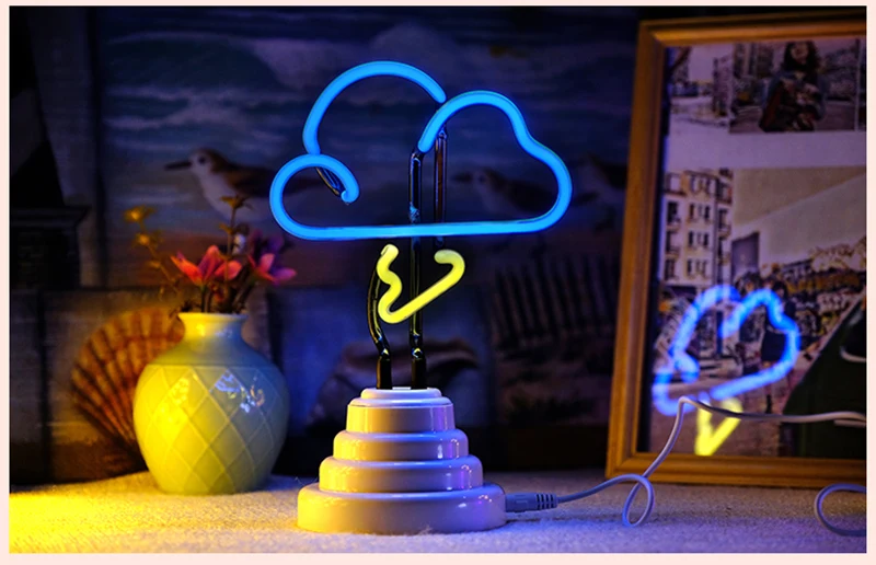 Неоновая вывеска для организаций и магазинов лампа светодиодный Ночной светильник Настольная лампа Фламинго облако Радуга ананас для рождественской вечеринки украшение 3D украшение дома - Испускаемый цвет: SMALL Cloud