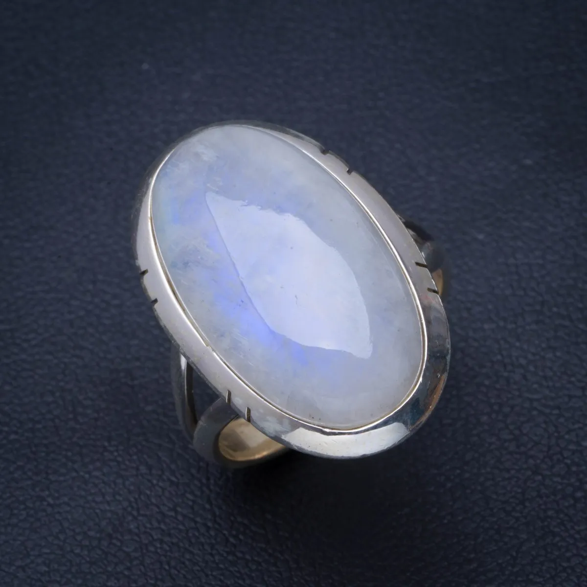 

Natural Rainbow Moonstone Handmade Unique 925 Sterling Silver Ring 8.25 B1439