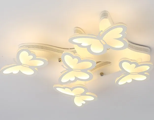 

Butterfly section bedroom lamp warm romantic artistic creativity modern minimalist home room led ceiling lamp