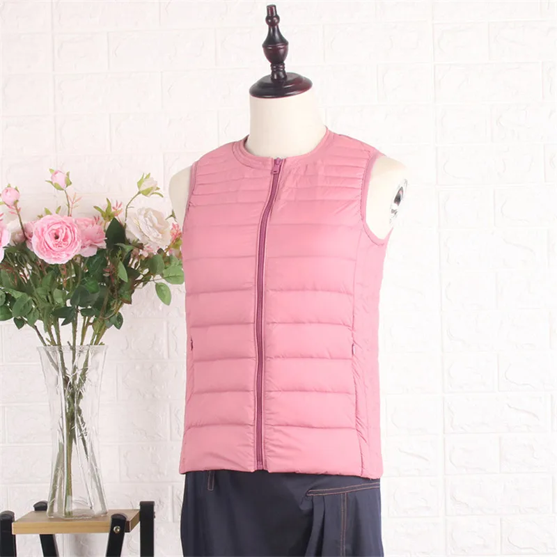 

Women Sleeveless Jacket Autumn Winter Ultra Light White Duck Down Vest Coat Female Thin Warm Down Waistcoat Plus Size 4XL A1540