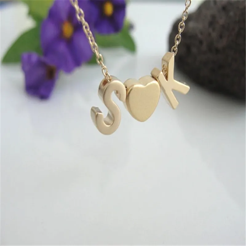 Fashion Tiny Dainty Initial Heart 