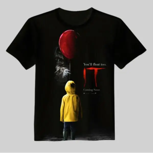 Новинка футболка из фильма IT Pennywise клоун Стивен Кинг 1990 2017 ужасов для косплея|tee
