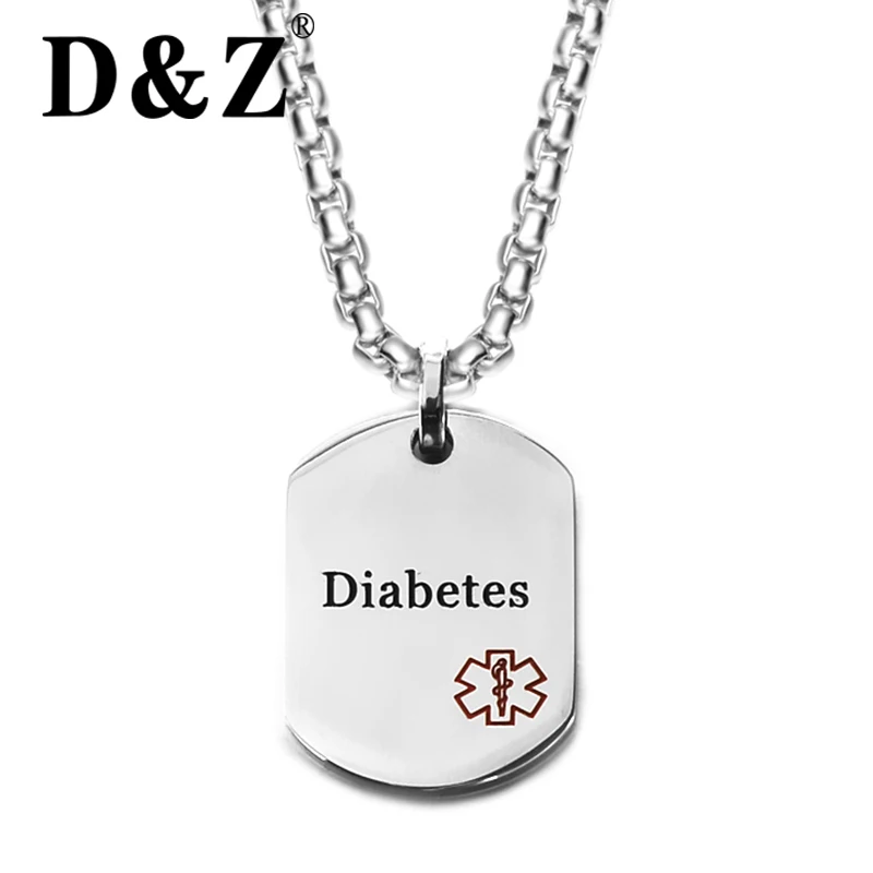D &amp Z мужское ожерелье из нержавеющей стали медицинское оповещение ID Dog Tag с
