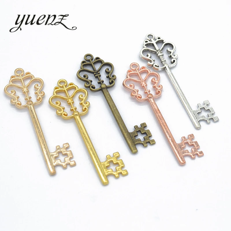 

YuenZ 6pcs 6 colour Antique Silver key Charms Pendants for Bracelet Necklace DIY Jewelry Making Finding Accessories 57*18mm O223