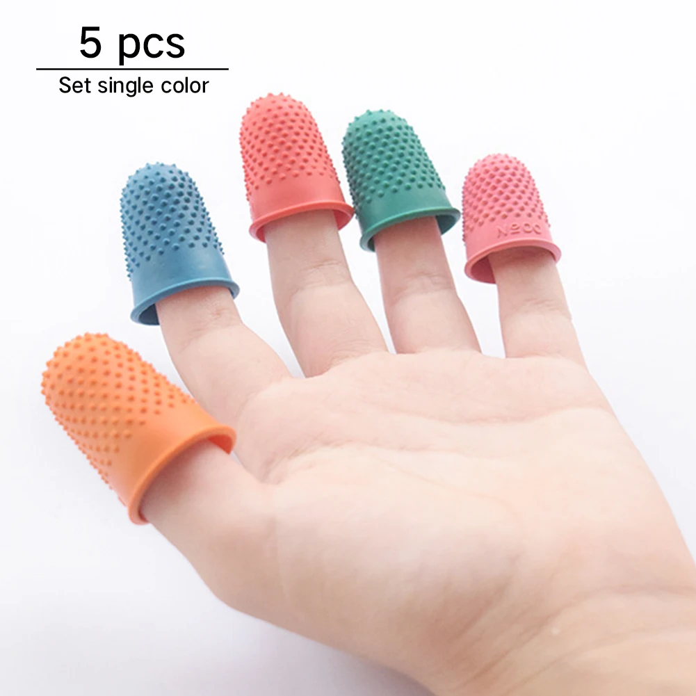 5Pcs Thin Needle Sewing Needle Thimble Leather Rubber Sewing Finger Protective Sleeve Sewing Accessories