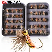 KKWEZVA 40pcs/lot Trout Nymph Insect Fishing fly Lure Fishing Tackle Colors Fly Fishing Flies with Box Carp Artificial Fish Bait KKWEZVA 40pcs/lot Trout Nymph Insect Fishing fly Lure Fishing Tackle Colors Fly Fishing Flies with Box Carp Artificial Fish Bait