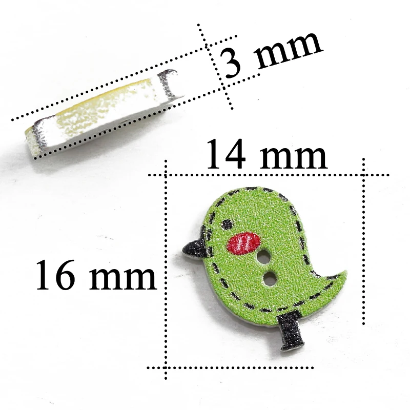 ZIEENE 20 шт-200 шт Смешанные 7 цветов картина маленькая птица деревянные пуговицы 16x14 мм пошив скрапбукинга поделки ручной работы 2 отверстия