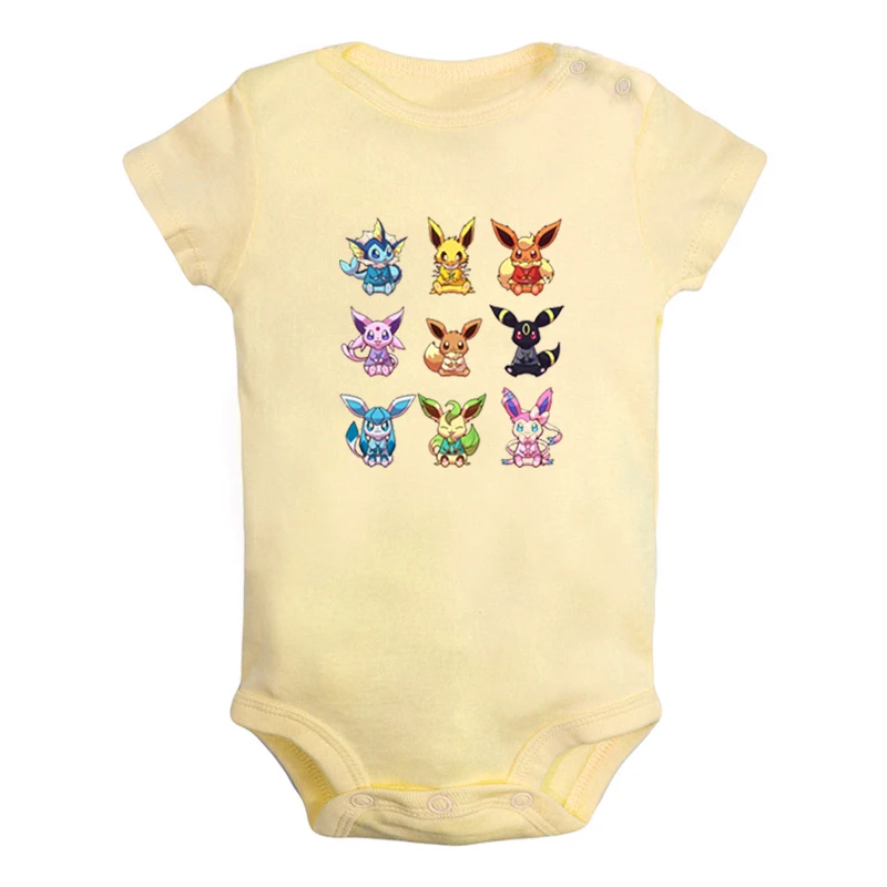 С покемоном Иви семья Espeon Jolteon дизайн новорожденных мальчиков и девочек униформа-комбинезон с принтом младенческой Боди Одежда хлопок наборы - Цвет: JaBaby983YD