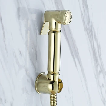 

High quality gold All solid brass bathroom Toilet Handheld Bidet Spray Shower Shattaf Sprayer Douche kit & Brass Holder & Hose