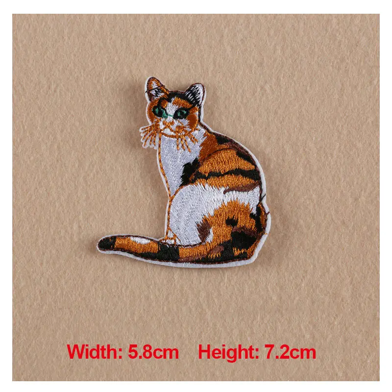 1PC Patches For Clothing Embroidery Animal Cats 5.8x7.2cm Patches For
