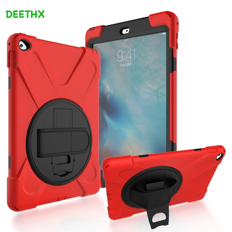 

DEETHX,Case For Apple iPad Air 2,A1566 A1567,Duty Shockproof Hybrid Rubber Rugged Hard Protective Shell Cover+ stand+ hand strap