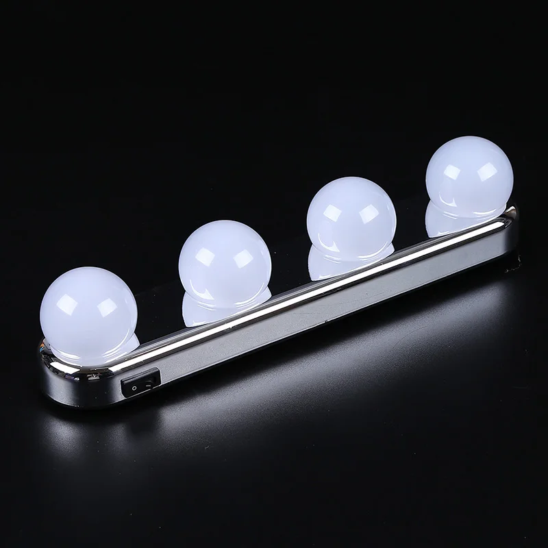 

4 Bulb Led Night Mirror Light Suction Cup Installation Dressing Table Vanity Light Bathroom Wall Lamp Battery Powered