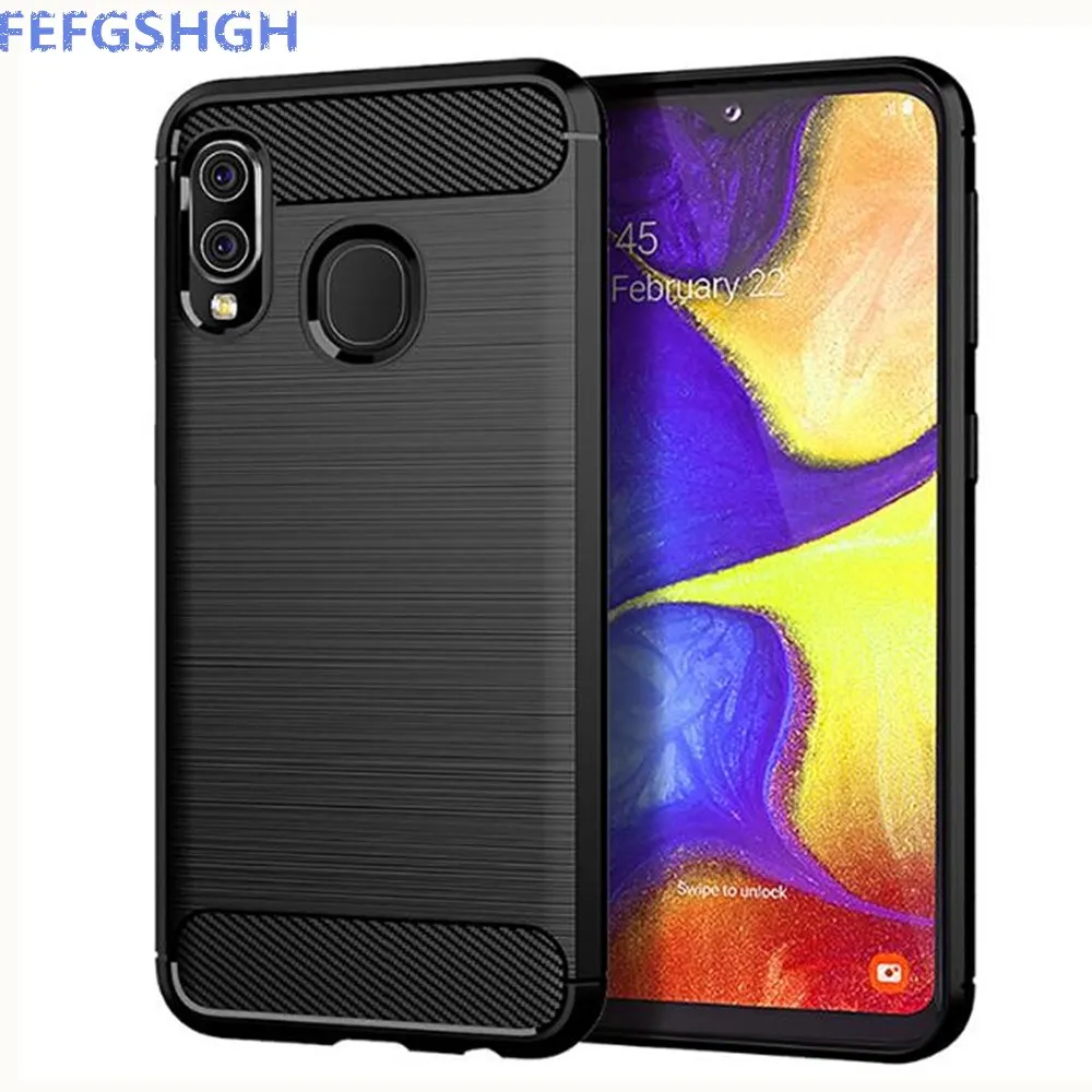 Чехол из углеродного волокна для Samsung Galaxy A10e резиновый силиконовый чехол |