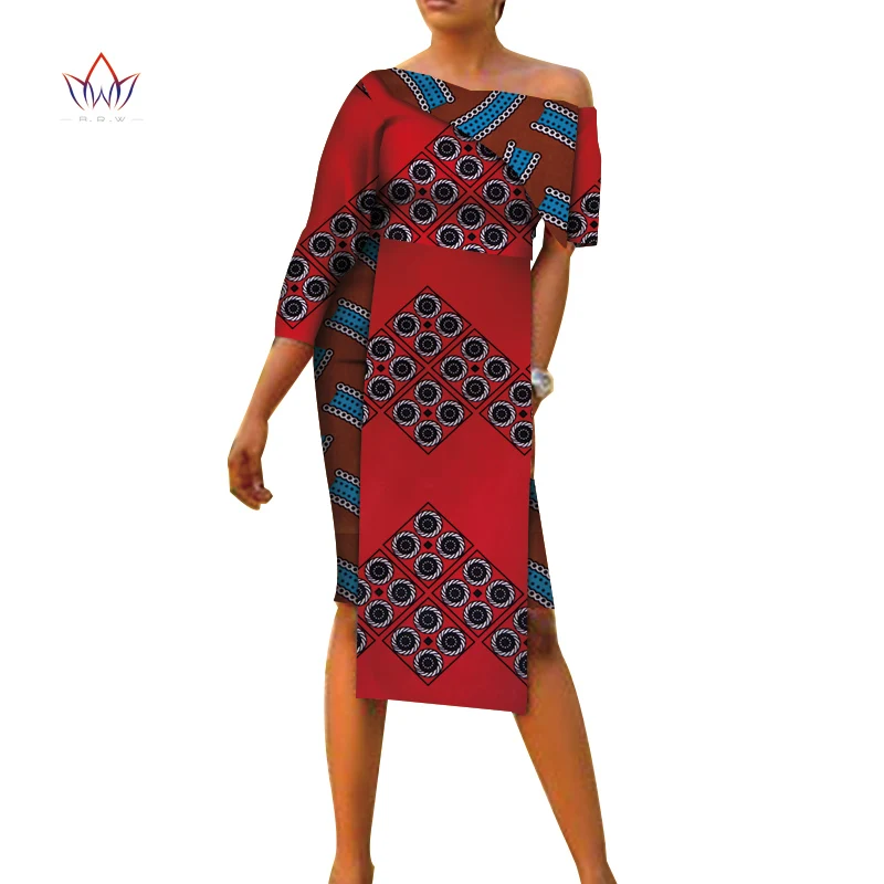Модные летние африканские платья для женщин платья Базен Riche Воск Принт платья для вечеринок асимметричное платье с рукавами для девочек wy4451 - Цвет: 4