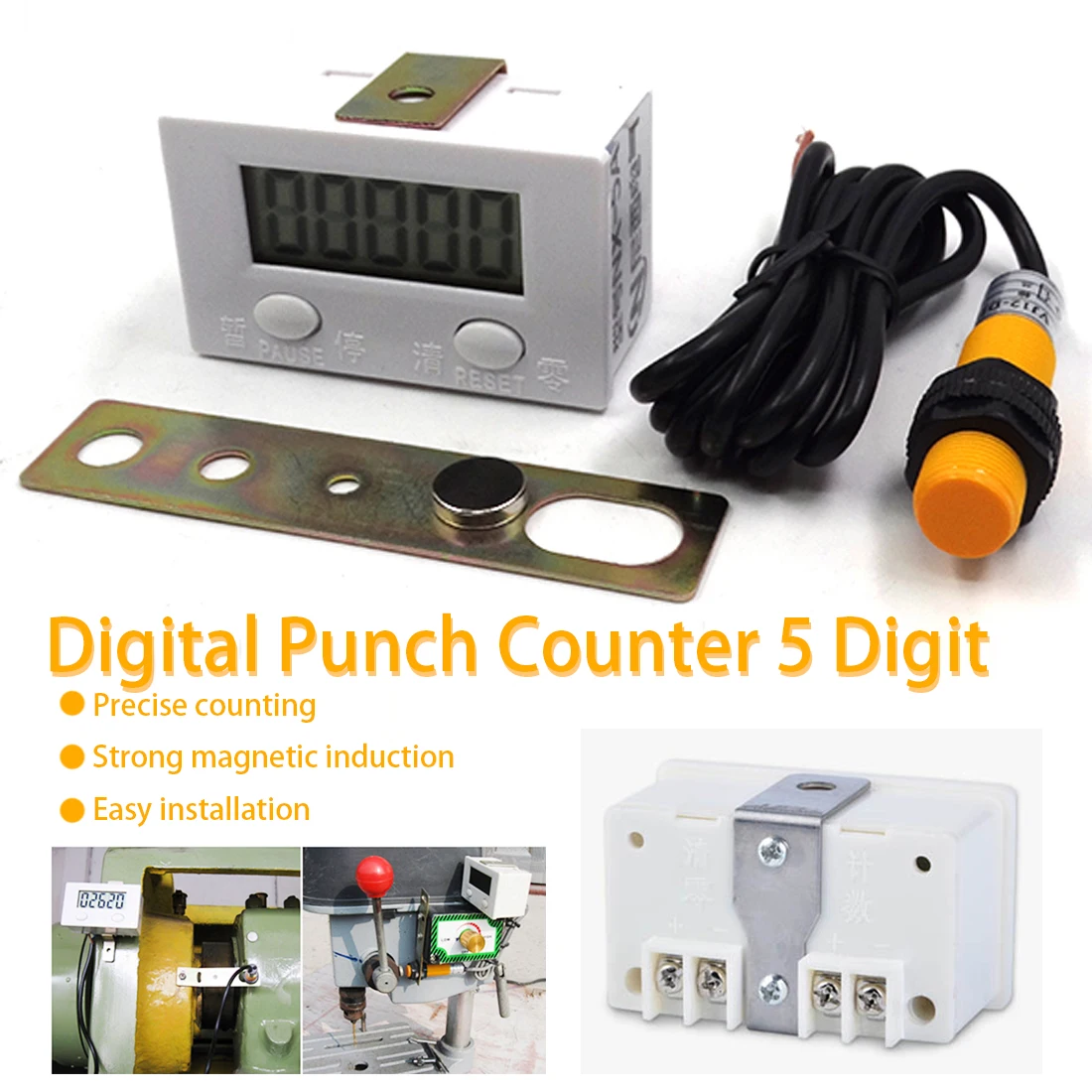 

Durable Digital Punch Counter 5 Digit Electronic Meter proximity Industrial Magnetic Sensor Switch