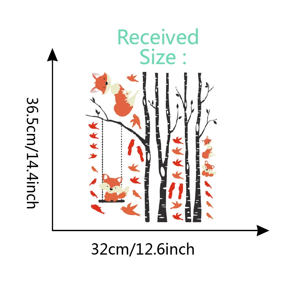 Милые лисички качающиеся деревья березы детские наклейки на стену с изображением птиц DIY виниловые наклейки домашний декор для детей двери спальни художественная роспись