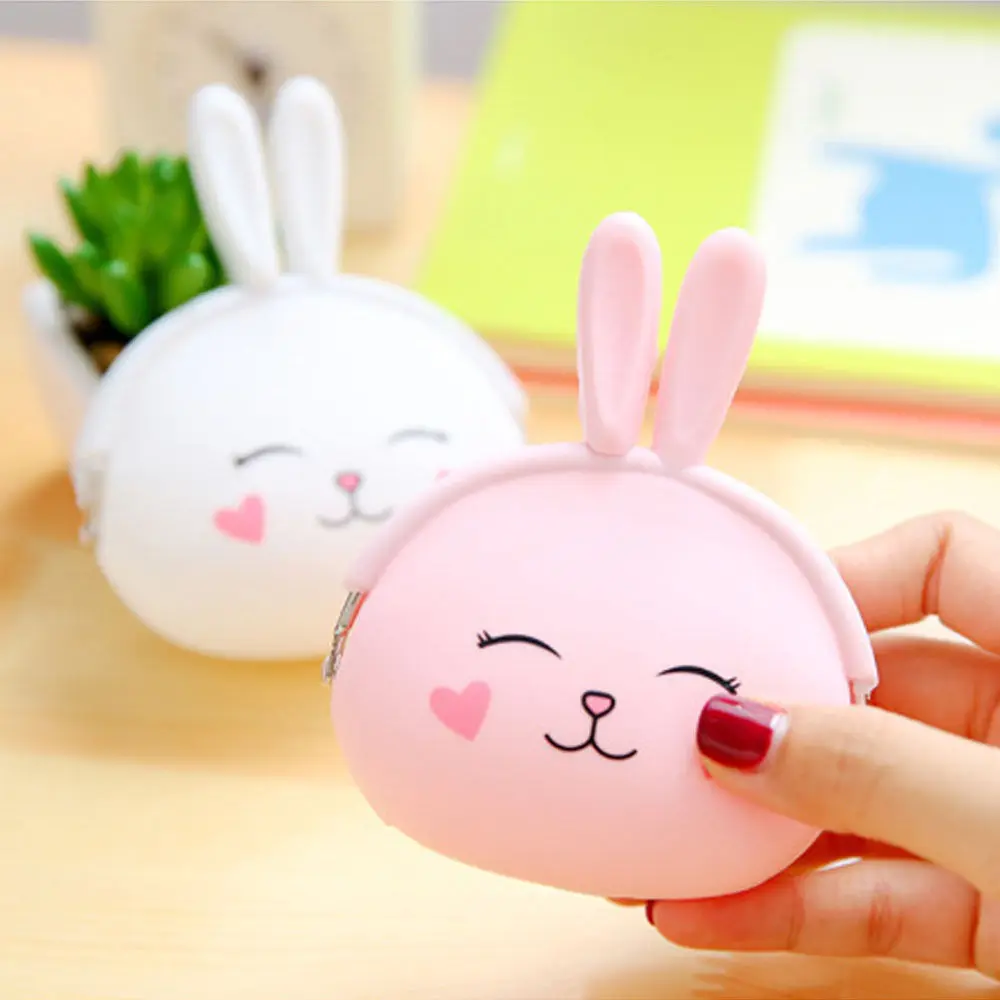 2016 New Fashion Coin Purse Lovely Kawaii Cartoon Rabbit Pouch Women Girls Small Wallet Soft Silicone