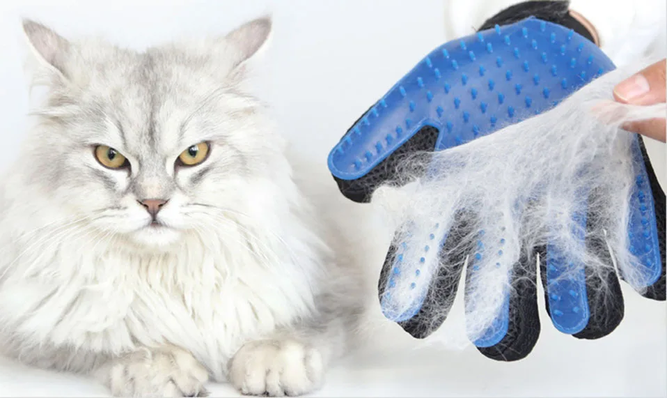 Blue Brush Glove For Animal Cat Cleaning Brush Finger Silicone Gloves For Cats Dogs Pet Hair Remover Glove Grooming              (10)