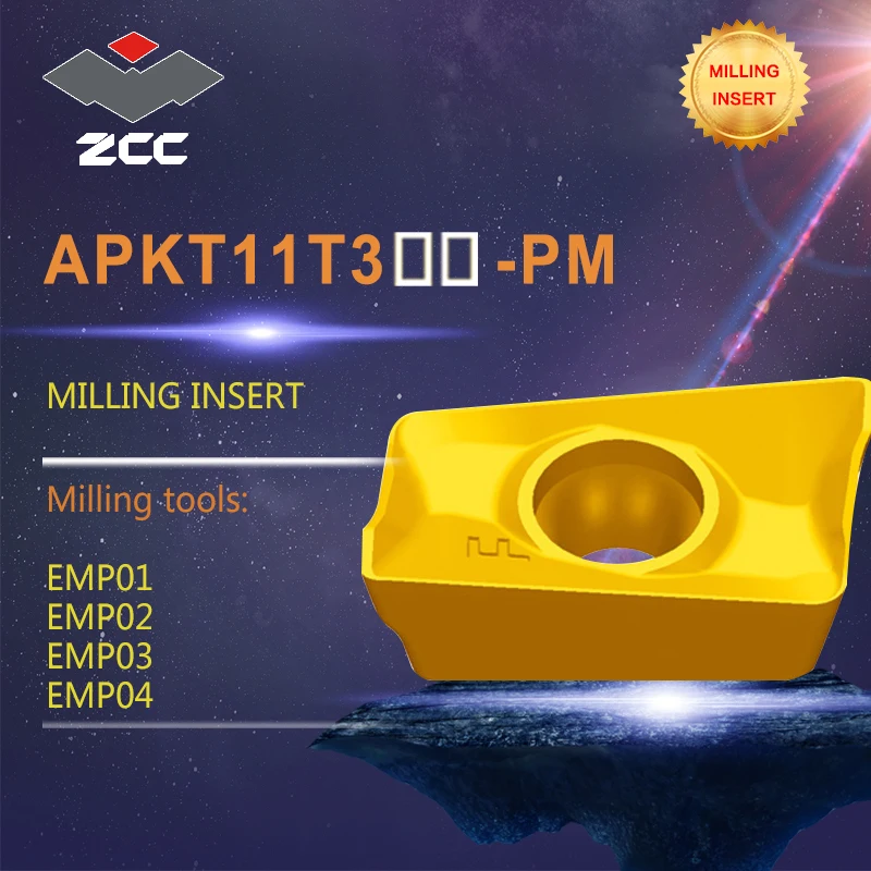 

10pcs/lot ZCC.CT lathe milling inserts APKT11T304 -PM APKT 11T308 PM for milling cutters EMP01-04 milling tools carbide inserts