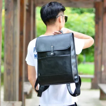 

032518 new hot man PU leather backpack student school bag