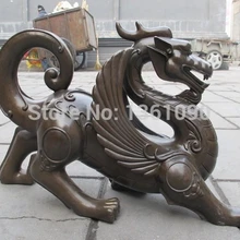 Xd 001331 Китайский королевский Чистая Бронзовый талисман Foo Dog Лев Пи Сю Дракон kylin скульптуры