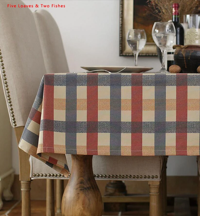 Free shipping Retro Tablecloths High Quality Linen Tablecloth Lattice