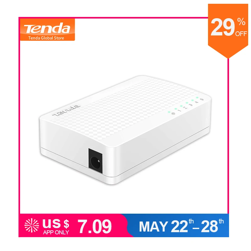 

Tenda S105 Ethernet Switch,Mini 5 Port Desktop Ethernet Network Switch,100Mbps LAN Hub,Small and Smart,Plug and Play,Easy Setup