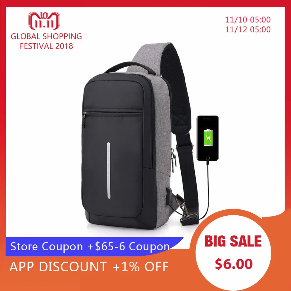

Litthing High Quality Anti Theft Chest Bag Men Oxford Waterproof Money Phone Pouch Sling Bag Shoulder Male Chest Pack 19*9*36CM