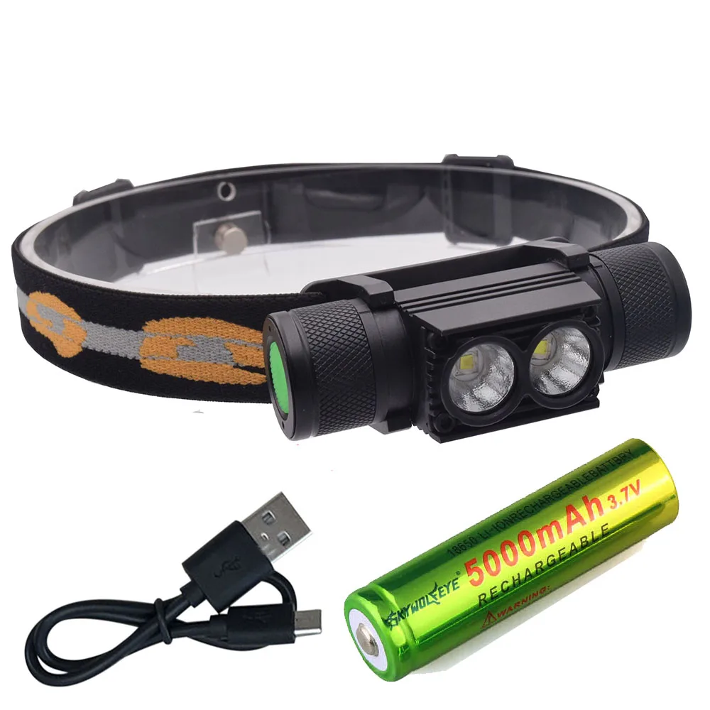 Kopen LED USB XML 2x L2 Koplamp Waterdichte Hoofd Zaklamp zaklamp Draagbare LED Head Lamp 18650 Oplaadbare Outdoor Licht Camping