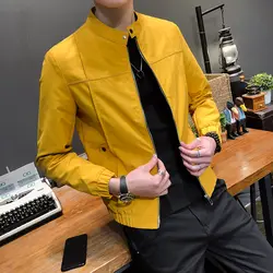 Высококачественные осенние куртки мода 2019 Slim Fit повседневный мужской пиджак однотонный универсальные тонкие мужские ветровки куртки и