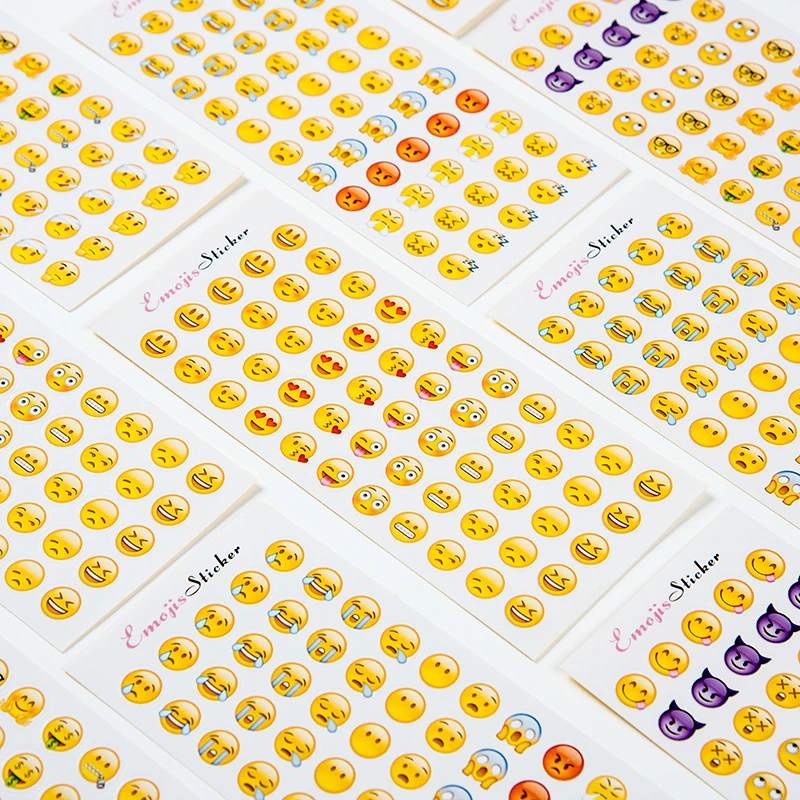 12 Sheets/Lot Creative Mini Emoticons Sticker Label Kawaii Scrapbooking Stickers for Children In Diary DIY Notepad School Supply