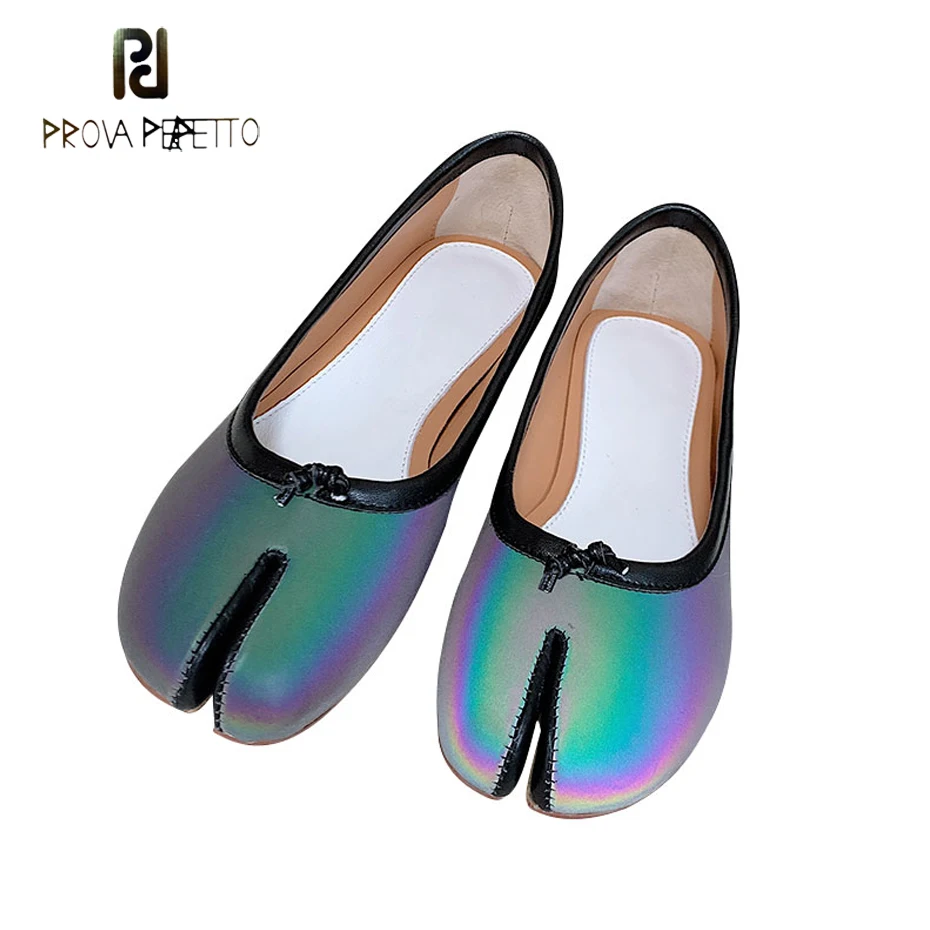 

Prova Perfetto 2019 spring split toe flats shoes for women slip on shallow mouth lazy women leisure style shoes new arrival