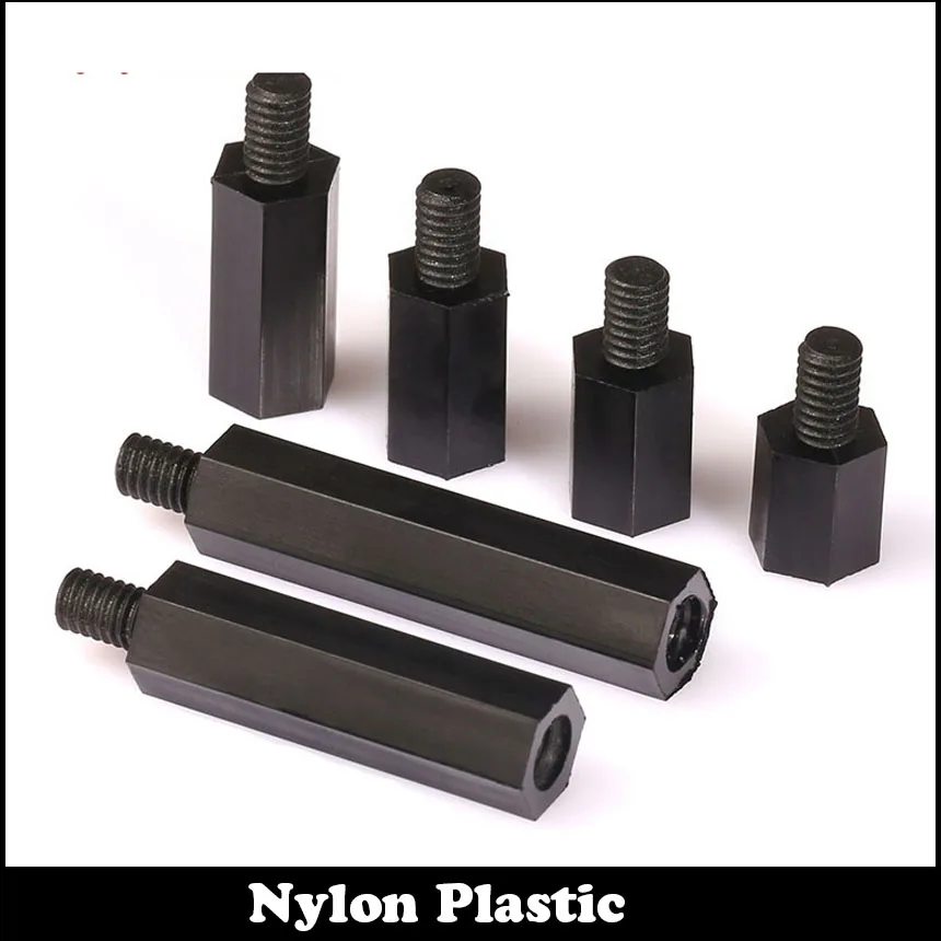 

M4 M4*25 M4x25 M4*30 M4x30 6 Plastic Single End Stud Nylon Screw Pillar Black Male Female Hex Hexagon Standoff Stand off Spacer