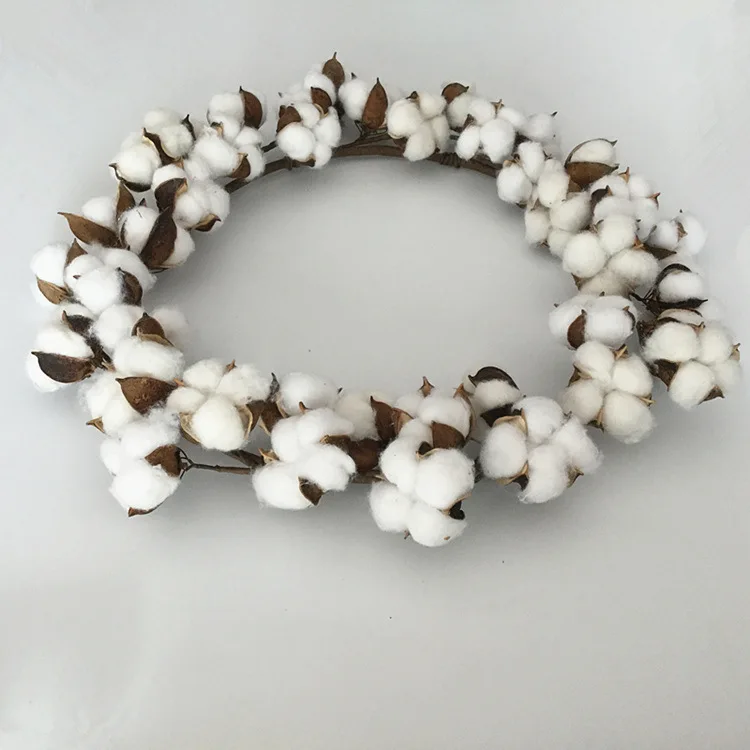  Flone Artificial Cotton Flower Wreath Simulation Cotton Flower Garland Fake Flowers Christmas Garland Home Decor Door Ornaments (23)