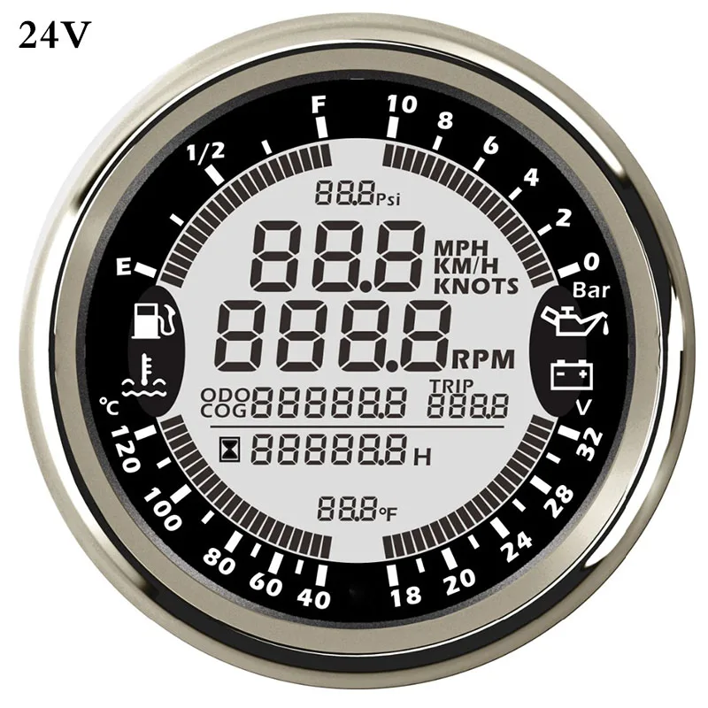 

Multifunctional GPS Speedometer for Car Boat Digital Speed Gauge Meter rpm REV Counter Tachometer Fuel Level Oil Pressure 10bar