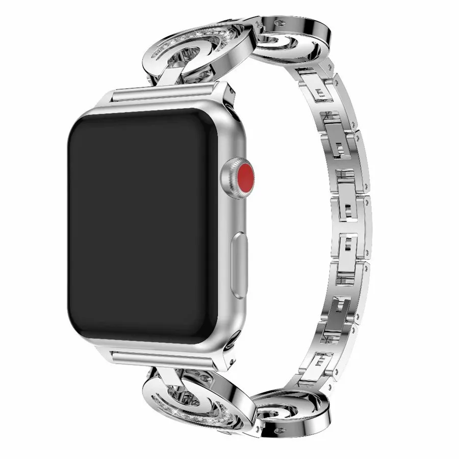 Женские группы для Apple Watch группа 38 мм 42 40 44 Diamond нержавеющая сталь Ремешок Браслет для iwatch серии 4 3 2 1 Новый