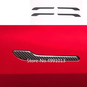 

For Tesla Model 3 2018 2019 2020 Car Body Cover Protect Detector Stick Frame Trim Carbon Fiber Molding Door Handle Armrest 4pcs