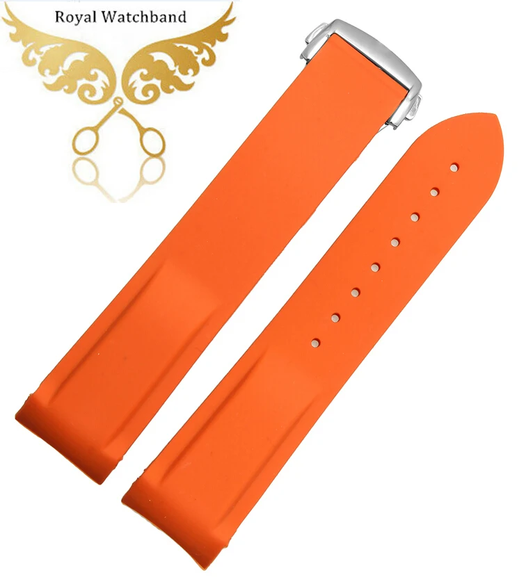NEW O r a n g e Silicone Rubber Watch Strap Band Deployment Buckle Waterproof 20mm