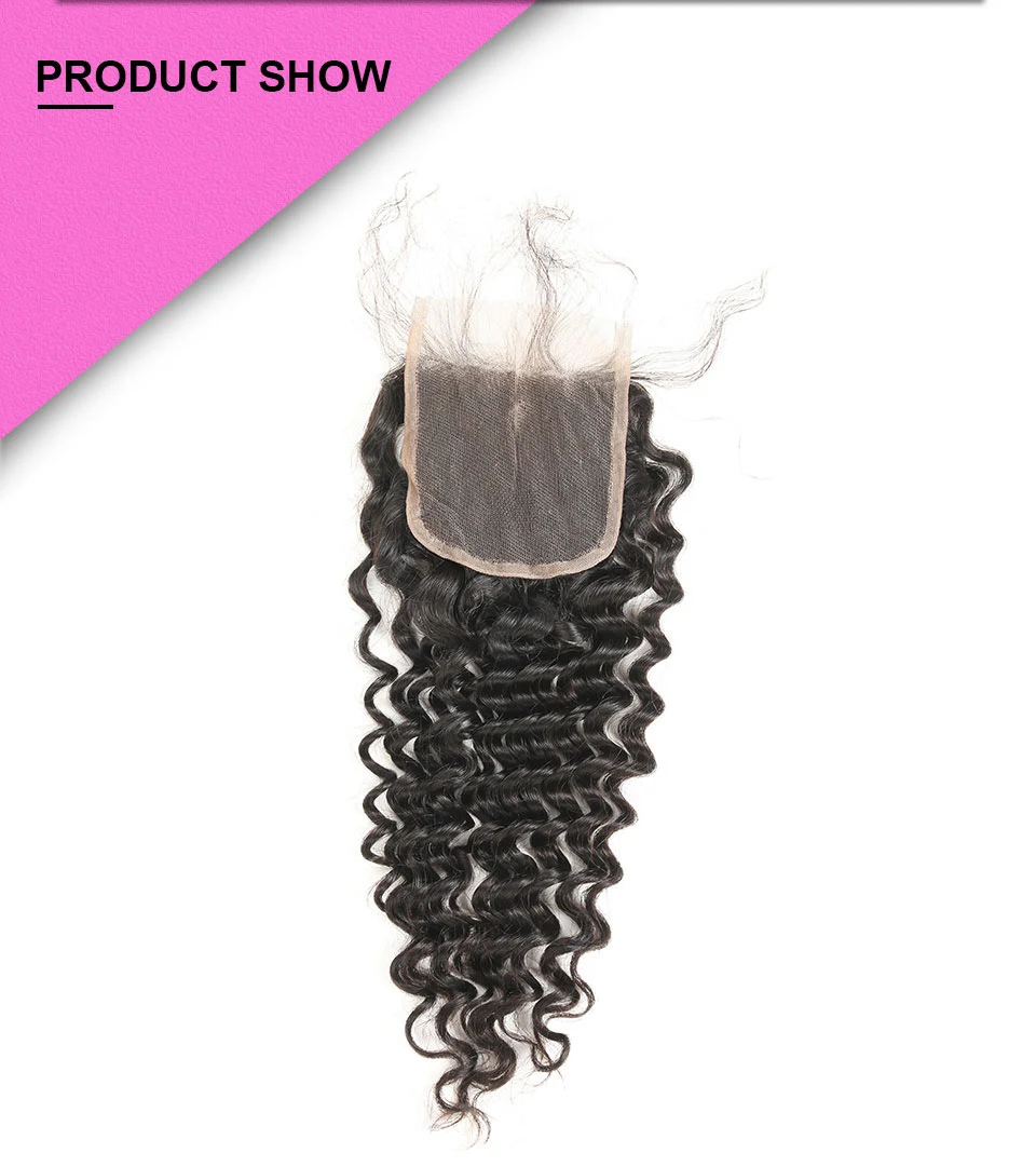 Hair Villa Brazilian Deep Wave Remy Human Hair Lace Closure 4 4 Free Part Middle Part Three Part Brazilian Hair Closure (5)