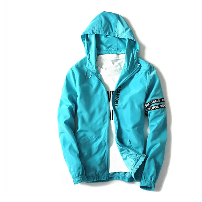 Jackets Men 2018 Summer New Thin Breathable Fashion Letter Hooded Clothing Mixed Color Plus Size M-4XL | Мужская одежда