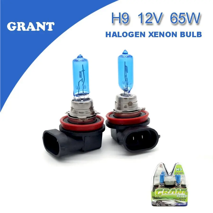 1SET GRANT H9 12V 65W Halogen Xenon Bulbs 6000K Bright White Auto Clear Lighting Lights High