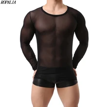 Мужские спортивные прозрачные облегающие мышцы с длинным рукавом See Through сетчатые Корсеты o-образным вырезом повседневные стильные мягкая корректирующая одежда