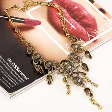 Best Newest Cool Punk Skull Necklace Cheap